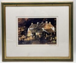 Michael Morgan FRSA, RI (1928 - 2014) framed limited edition print "Farmhouse with Barn" numbered