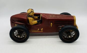 A vintage wooden 1920's style racing car model