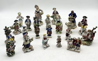 A collection of mainly continental figurines including Capodimonte, Sitzendorf etc.