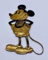 A 1930's cold painted brass car radiator mascot of Disney's Mickey Mouse - 14.5cm