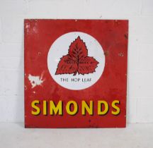 A vintage enamel advertising sign for Simonds Hop Leaf - 90cm x 85cm