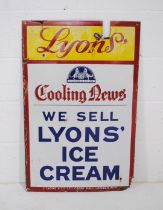 A vintage enamel advertising sign for Lyon's Ice Cream - 88cm x 57.5cm