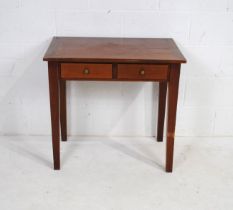 A modern side table, with two drawers, raised on tapered legs - length 80cm, depth 50cm, height