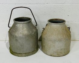 Two vintage galvanised milk churns