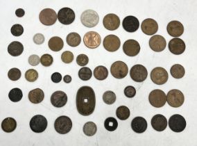 A collection of various coinage including Ancient Greek coin from the Kingdom of Macedon, Japan