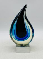 A modern Murano style tear drop glass ornament - height approx. 27cm