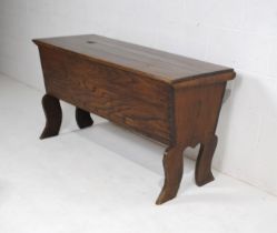 An antique oak dough bin - length 130cm, depth 55cm, height 73cm