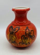 A vintage West German Pottery orange vase - height 26cm