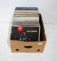 A quantity of various 12" vinyl records, including Cream, Leonard Cohen, Joe Cocker, Bob Dylan,