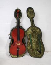 A vintage cello, with Bausch bridge and bow, in 'Armadillo' fitted hard case