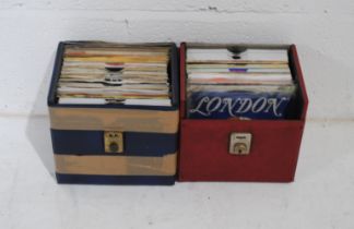 A quantity of various 7" vinyl records, including The Rolling Stones, The Beatles, The Who, T Rex,