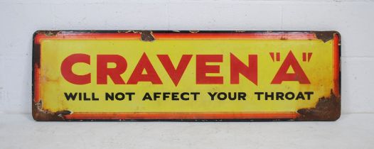 A vintage enamel advertising sign for Craven "A" cigarettes - 36cm x 122.5cm
