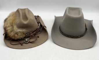 Two Western hats including a Stetson and one other similar