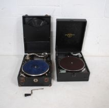 A vintage Columbia gramophone, along with a Triumph gramophone