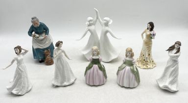 A collection of Royal Doulton ladies and figurines comprising of Embrace (HN4258), Penny (HN2338),