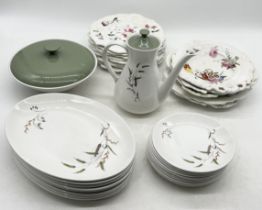 A collection of china comprising set of antique plates with floral patten and Ridgway part dinner