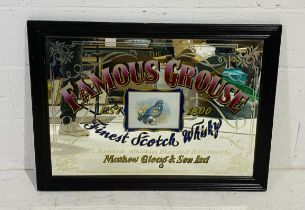 A vintage framed Famous Grouse Finest Scotch Whisky pub advertising mirror