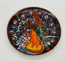 A large Poole Pottery "Peacock" charger - diameter 36cm, hairline crack to reverse