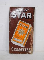 A vintage enamel advertising sign for Will's Star Cigarettes - 91cm x 46cm