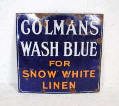 A vintage enamel advertising sign for Colman's Wash Blue - 91.5cm x 97cm