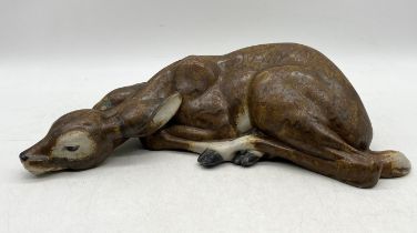 A large Lladro Gres figure of a resting gazelle or fawn by F Garcia