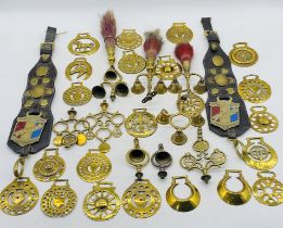 A collection of horse brasses and swingers