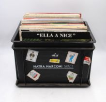 A collection of jazz 12" vinyl records, including Ella Fitzgerald, Fats Waller, Django Reinhardt,