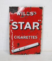 A vintage enamel advertising sign for Will's Star Cigarettes - 91.5cm x 61cm