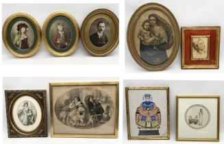 A collection of various framed prints, etchings etc.