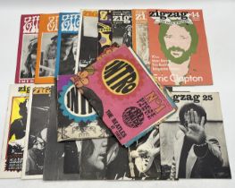 A collection of fifteen 1970's Zigzag magazines numbers 17, 18, 19, 22, 25, 26, 27, 28, 29, 41,