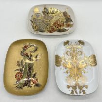 A collection of three Rosenthal dishes with varying gilt designs by Bjorn Wiinblad