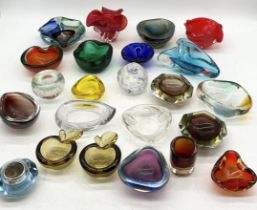 A collection of various art glass bowls including Murano, Chribska etc