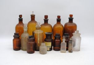 A collection of antique glass poison bottles