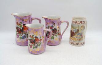 A Goldprint ceramic jug for 'J. C. & R. H. Palmer, The Old Brewery, Bridport', along with three