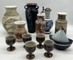 A collection of various studio pottery including Bristow, Jersey Pottery etc.