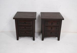 A pair of modern oak bedside chests, each with three drawers - length 50cm, depth 45cm, height