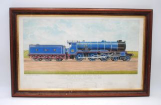 A framed print of the Caledonian 4-6-0 Express Locomotive No. 956 by Alf Cooke Ltd - 35cm x 55.5cm