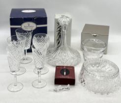 A collection of cut glass including Waterford Crystal glasses, bowl etc.