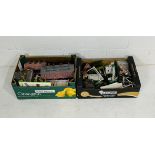 A collection of model railway OO gauge buildings and scenery including signal box, station,