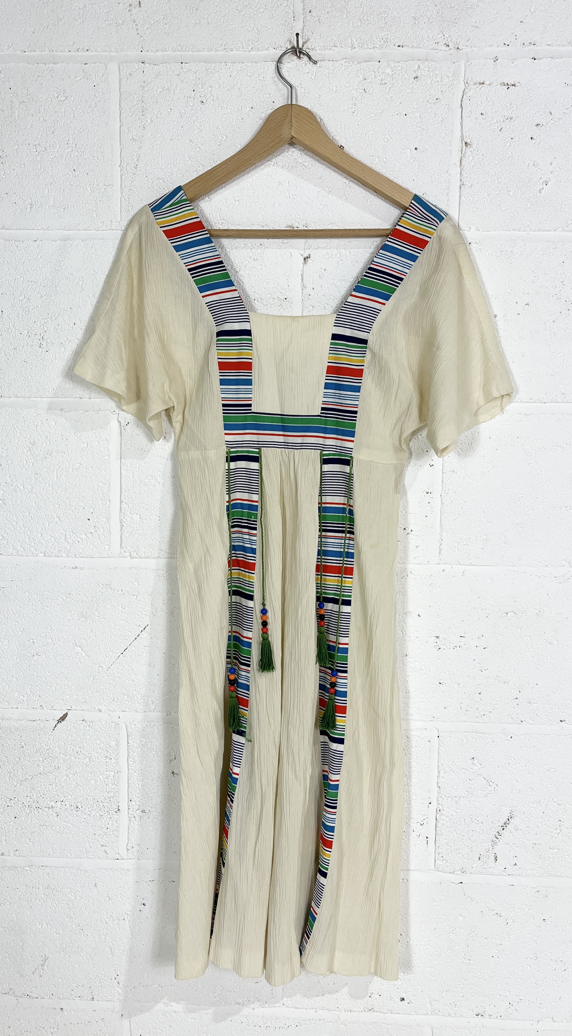 Three vintage 1970's full length dresses including an Earlybird prairie dress, Mister Ant striped - Image 6 of 12