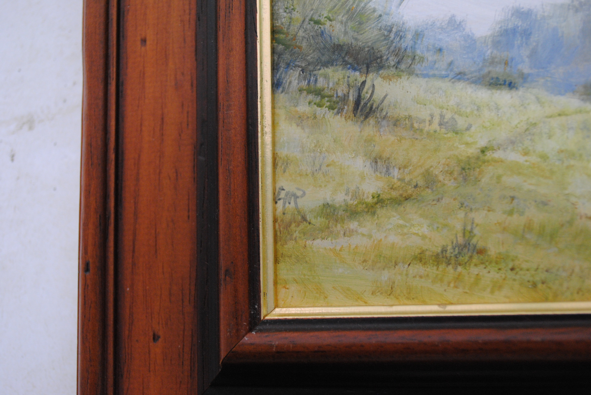 Five framed paintings, comprising two landscape watercolours signed 'Mercy Oddy', two landscape - Image 11 of 14