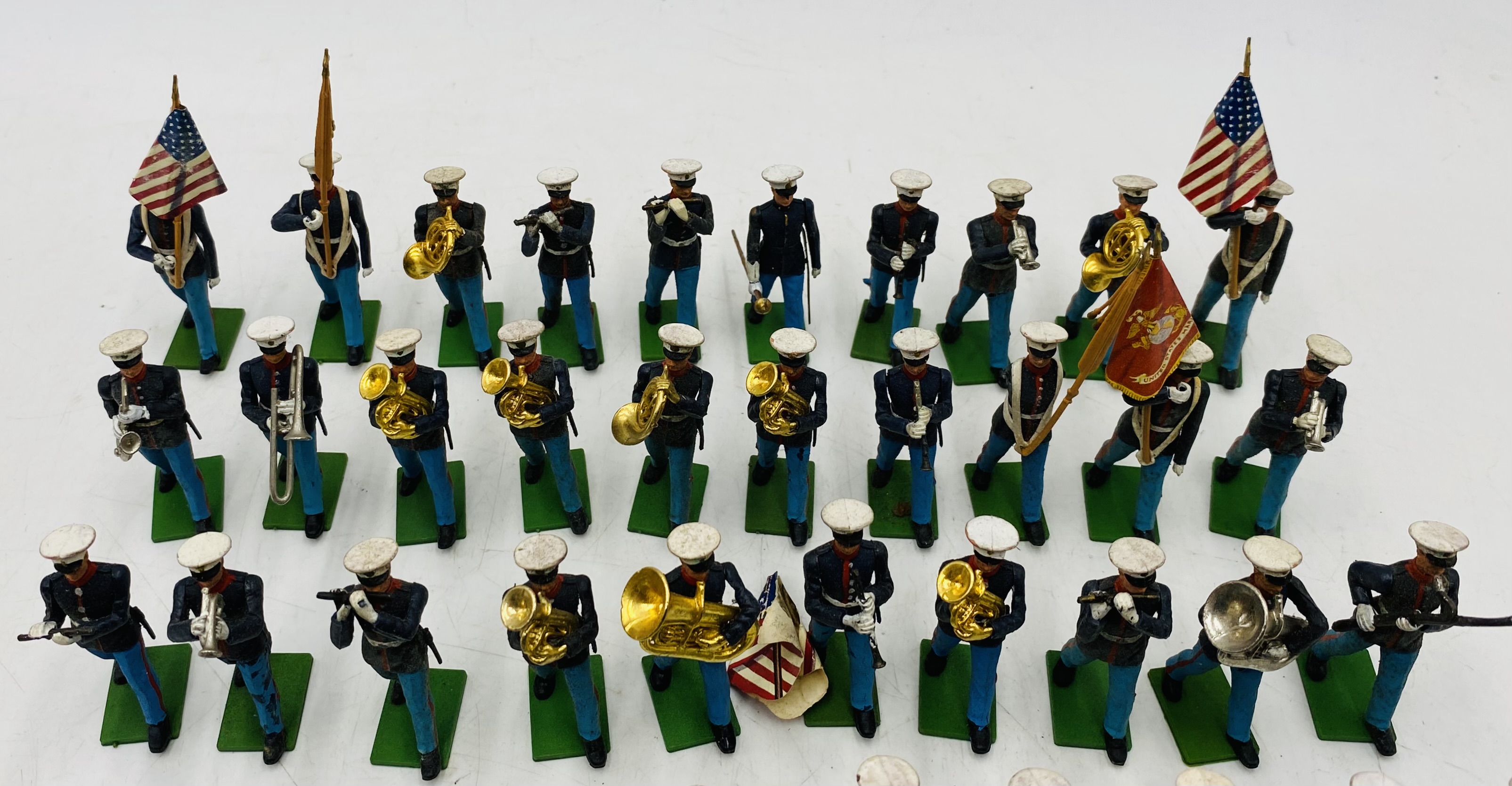 A collection of vintage Britains United States Marine Corps Military Marching Band figurines - - Image 2 of 5