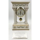 Porcelain 'Empress Josephine' Portico clock decorated with roses by 'Franklin Mint H37cm