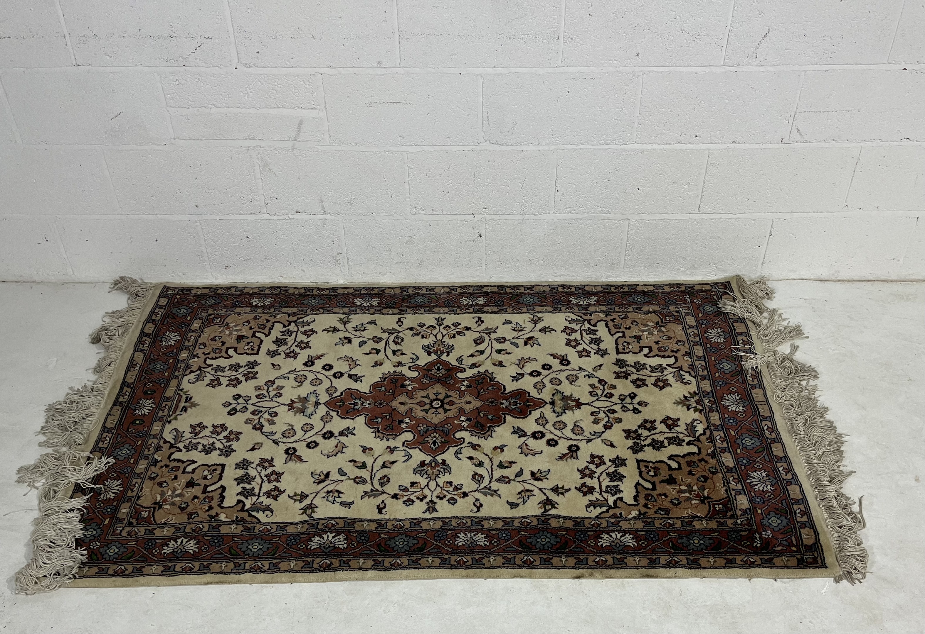 Two Eastern style rugs, Multi pattern 160 cm wide x 230 cm length, Cream ground with central - Image 4 of 4