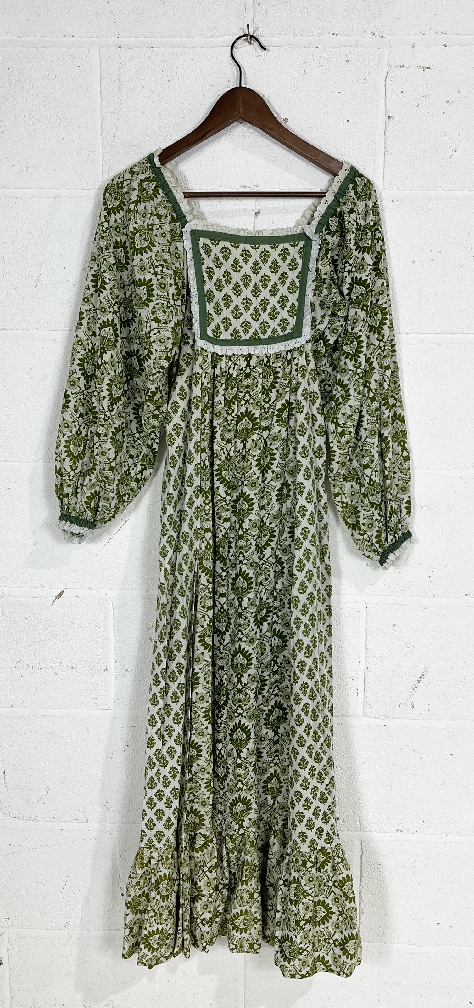 Three vintage 1970's full length dresses including an Earlybird prairie dress, Mister Ant striped - Image 2 of 12