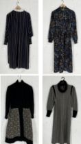A collection of four vintage dresses comprising of Bellino Paris striped dress UK 12, Marion