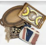 A collection of items including Butterfly tray, vintage union flag etc.