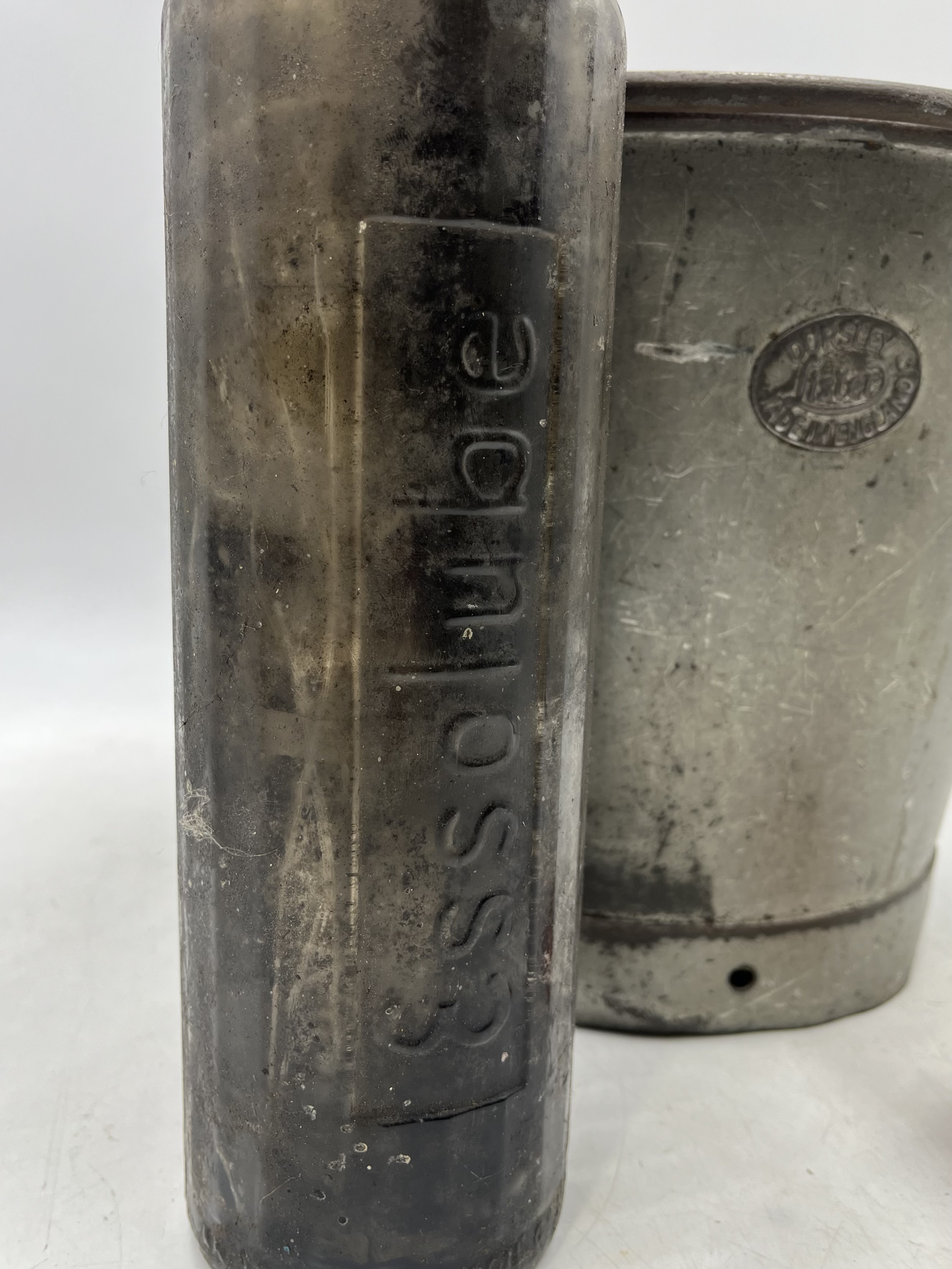 A galvanised Lister bucket along with a Castrol Motor Oil bottle and an Esso lube bottle. - Image 4 of 8