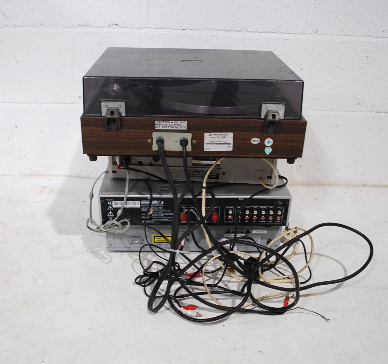 A vintage stacking hi-fi system, comprising a Pioneer PL-12D belt-drive turntable, Sharp RT-12 - Image 10 of 14