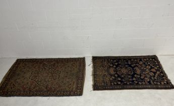Two Eastern style rugs blue ground measures 115 cm wide x 168 cm length, Multicolour 115 cm wide x